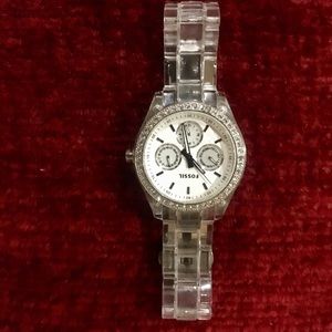 Fossil Watch With Crystal crystal Lined Bling